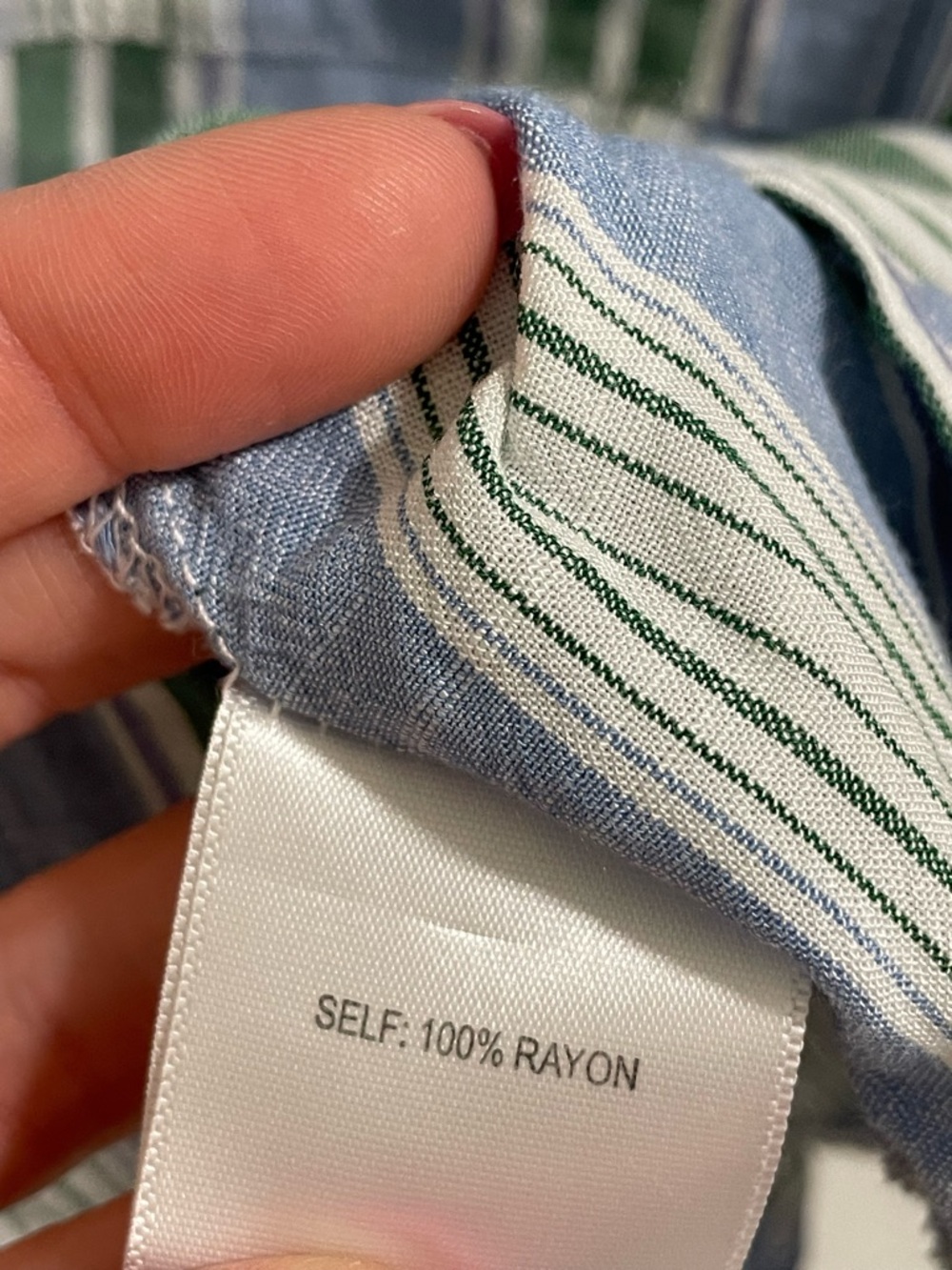 Jane and Delancey Blue and Green Striped Button-Down Shirt - Picture 3 of 4